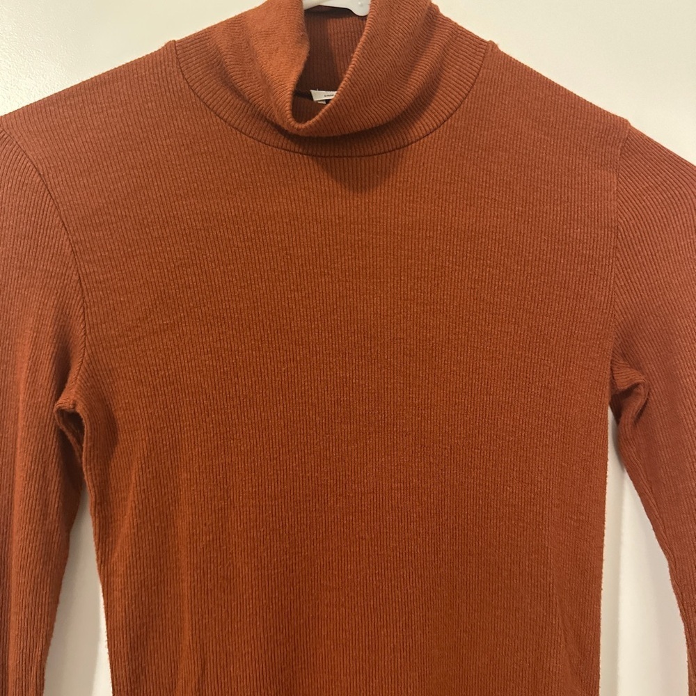 Aritzia Wilfred Only Turtleneck Burnt Orange Ribbed Top Size XS Women’s - Picture 8 of 11